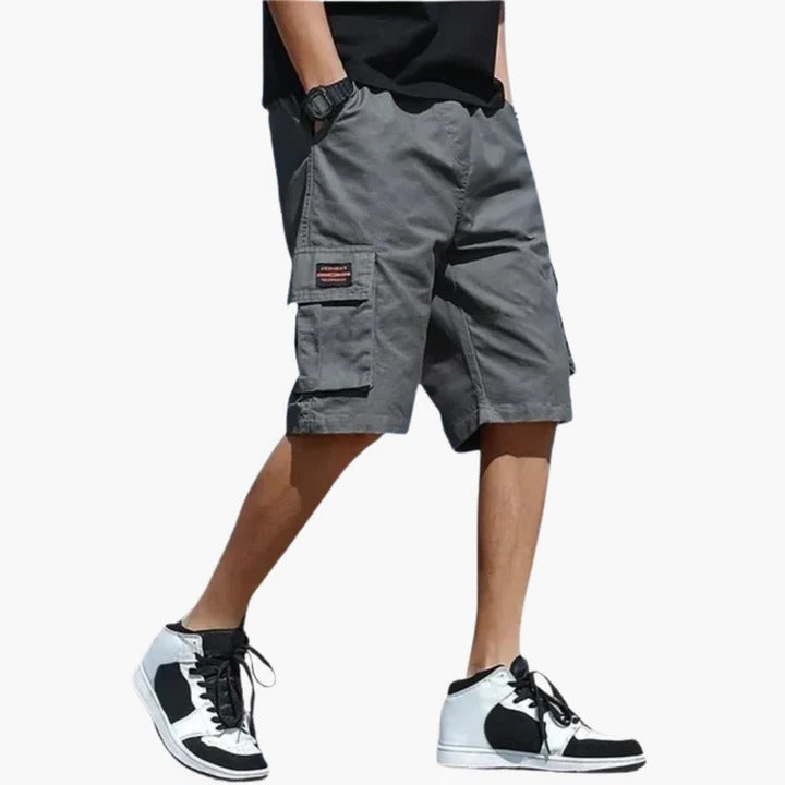Men's relaxed fit cargo shorts with multiple pockets, durable everyday casual travel outdoor style