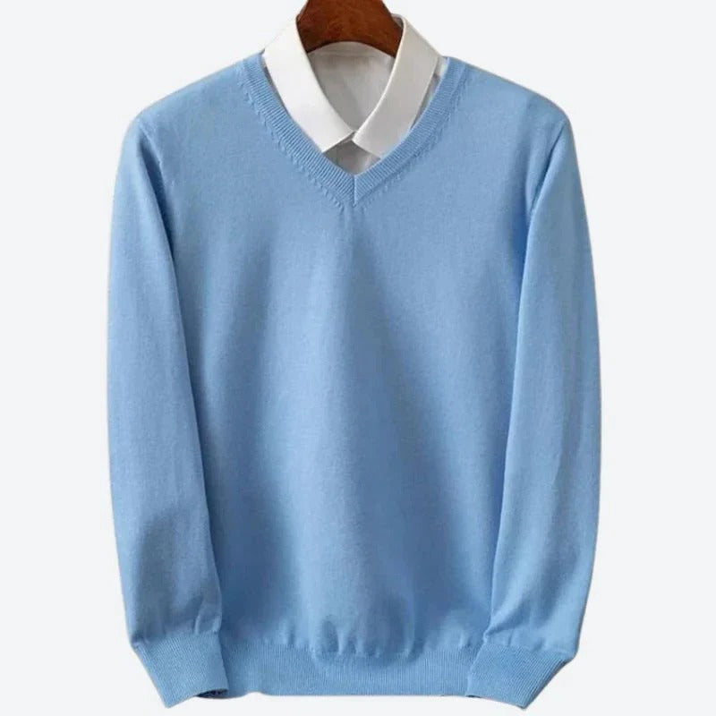 Men's 100% cashmere crew neck pullover sweater, soft lightweight knit for luxurious warmth