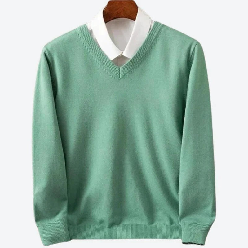 Men's 100% cashmere crew neck pullover sweater, soft lightweight knit for luxurious warmth