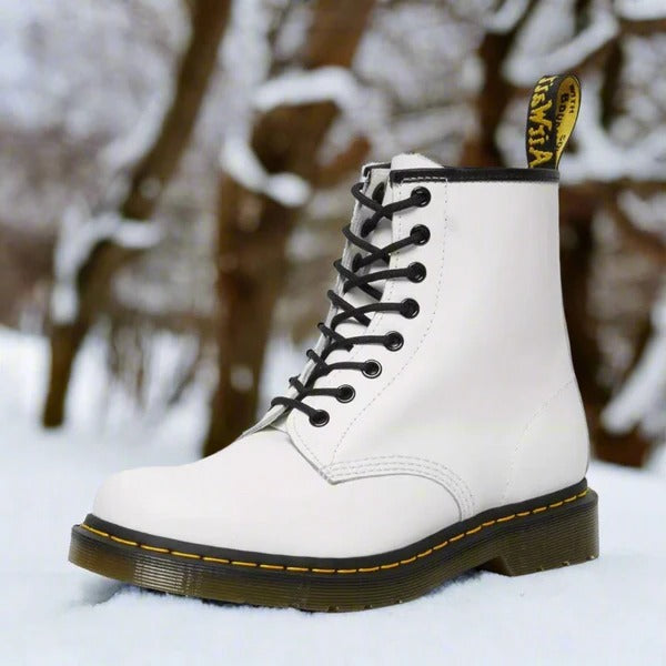 Men's brown leather lace-up ankle boots with bold yellow contrast stitch detailing