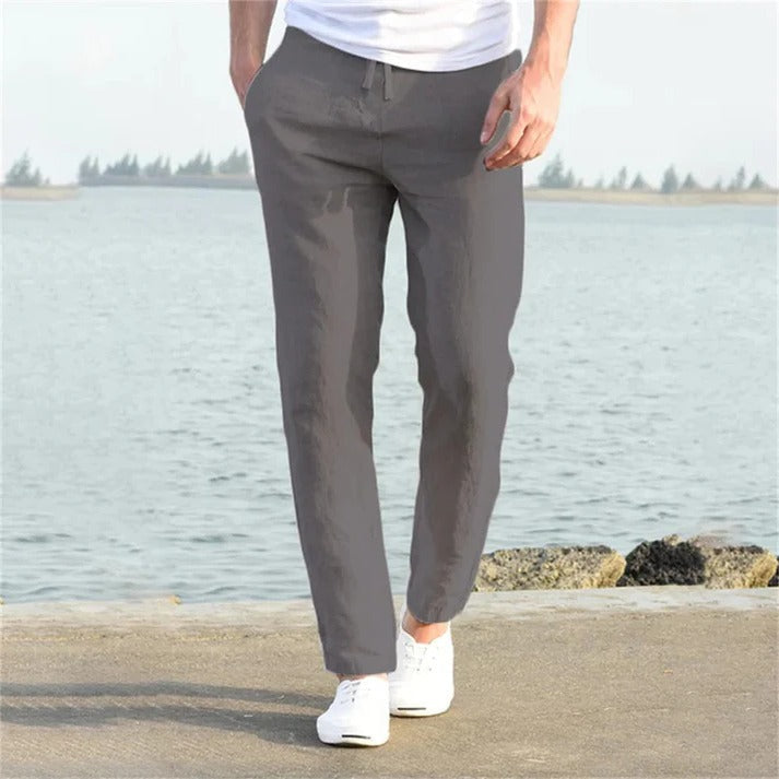 Men's lightweight casual trousers relaxed straight-cut breathable fabric for everyday comfort