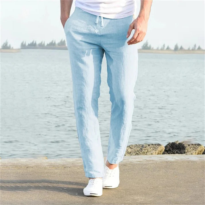 Men's lightweight casual trousers relaxed straight-cut breathable fabric for everyday comfort