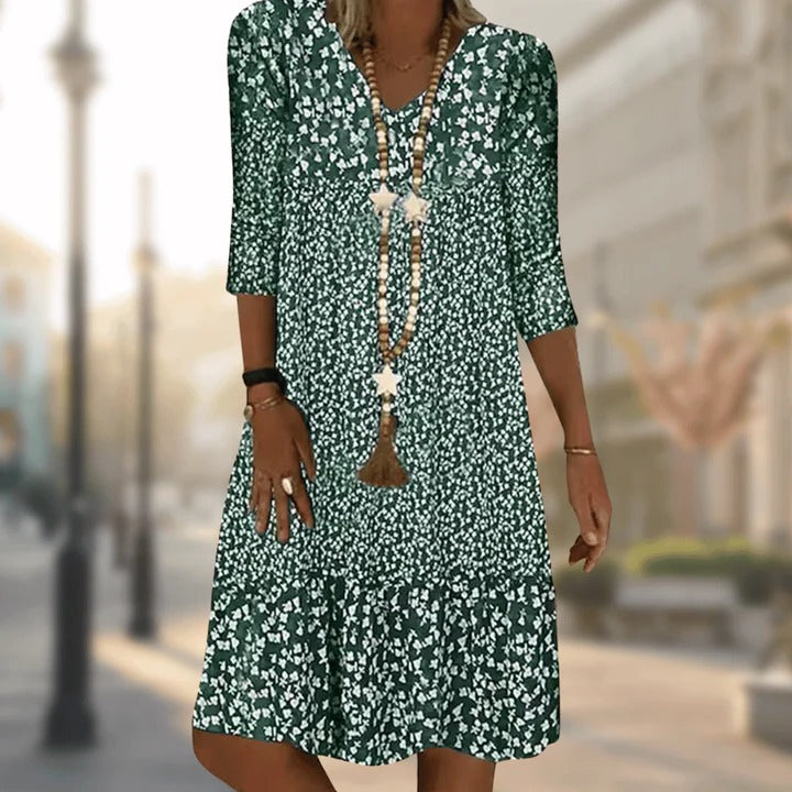 Elegant women's knee-length dress, classic cut flattering silhouette for work-to-evening versatility