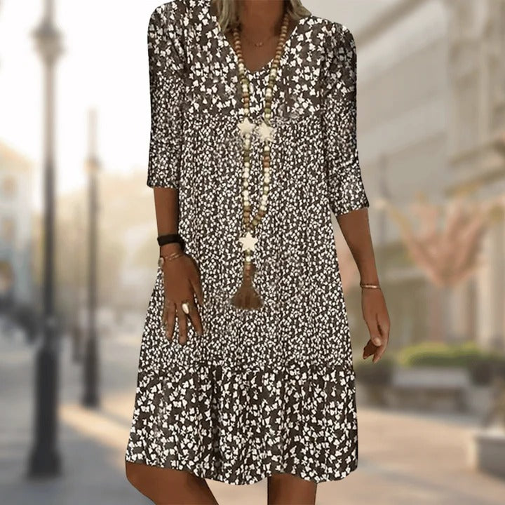 Elegant women's knee-length dress classic cut versatile workday-to-evening polished silhouette