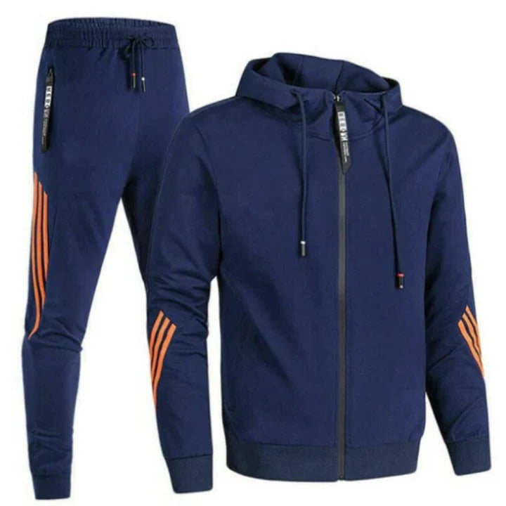 Men's slim fit two-piece tracksuit set zip hoodie and joggers coordinated athletic style