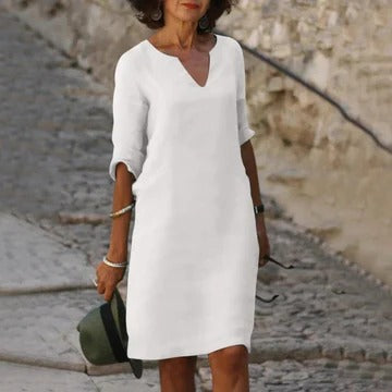 Women's loose fit casual dress in lightweight breathable fabric, relaxed silhouette for warm-weather comfort