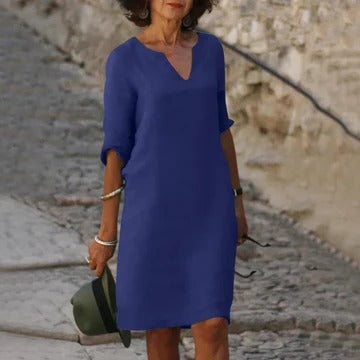 Women's loose fit casual dress in lightweight fabric, relaxed silhouette perfect for warm-weather everyday wear