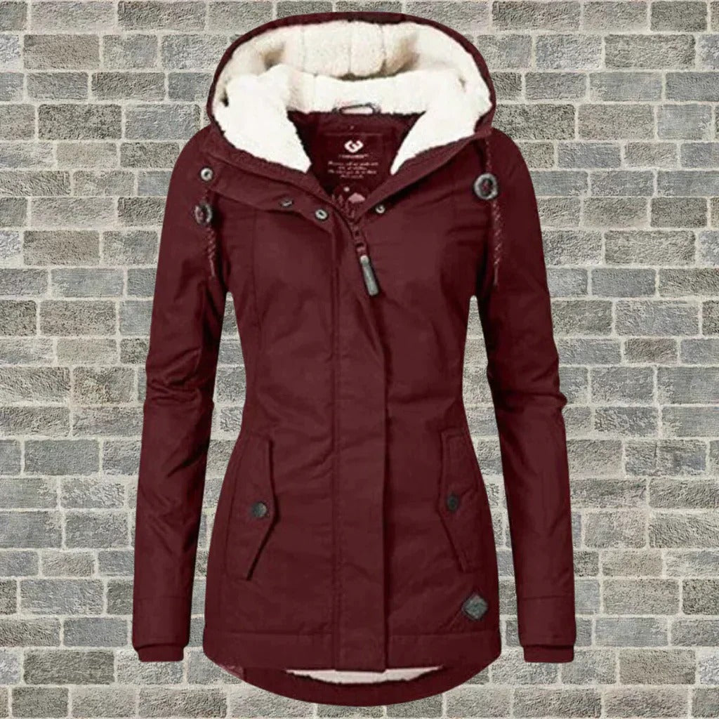 Elegant insulated winter coat with polished silhouette, weather-resistant shell for all-day warmth and style