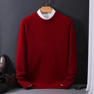 Men's light gray cashmere crewneck sweater soft knit slim fit premium fabric formal casual style