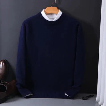 Men's light gray cashmere crewneck sweater soft knit blend for formal and casual wear