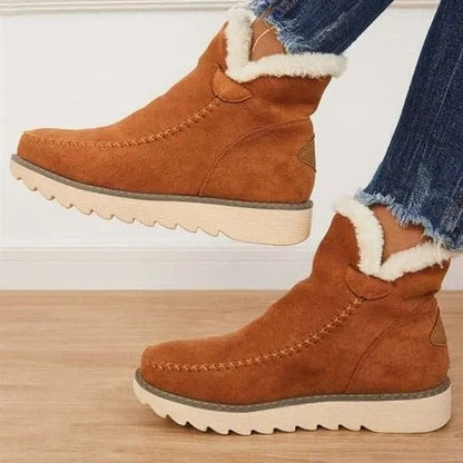 Winter ankle boots with insulated lining, thermal cold-weather footwear featuring reinforced seams
