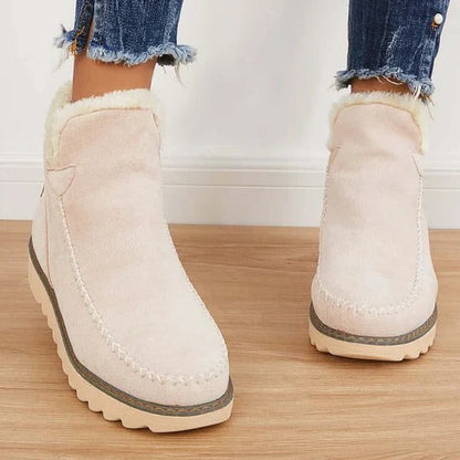 Winter ankle boots with insulated lining, thermal cold-weather footwear featuring reinforced seams