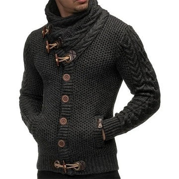 Cream knitted sweater toggle closure ribbed cuffs structured fit casual smart-casual layering piece
