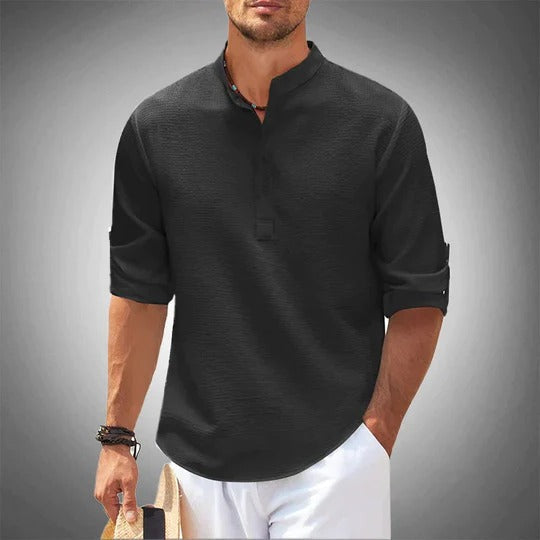 Men's light blue classic casual summer shirt relaxed fit short-sleeve breathable everyday top