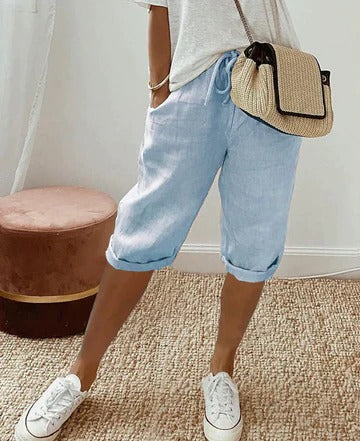 Women's high-waist shorts tailored clean-line silhouette lightweight minimalist design for warm-weather styling