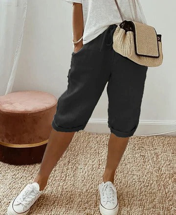Women's high-waist shorts tailored clean-line minimalist cut lightweight warm-weather casual polished fit