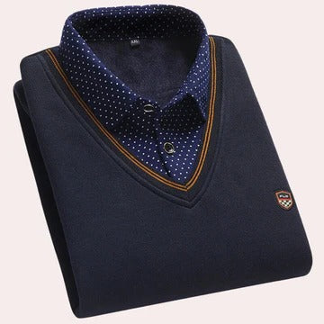 Men's collared knit pullover sweater smart casual fit with shirt-style collar for polished everyday wear