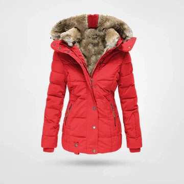 Women's hooded winter parka coat, sleek windproof outer shell with soft warm lining, bulk-free fit