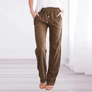Women's lightweight summer trousers relaxed fit breathable fabric casual polished silhouette