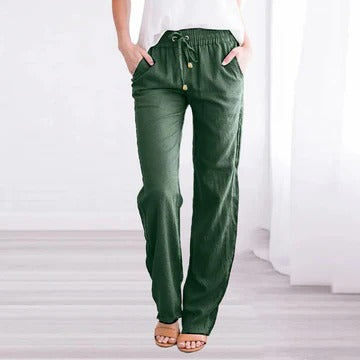 Women's lightweight summer trousers relaxed fit breathable fabric casual polished silhouette