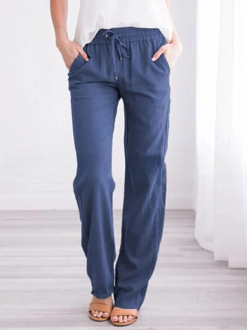 Women's lightweight summer trousers relaxed fit breathable fabric casual polished silhouette
