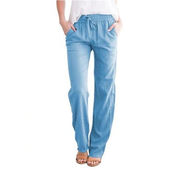Women's lightweight summer trousers relaxed fit breathable fabric casual chic warm-weather style