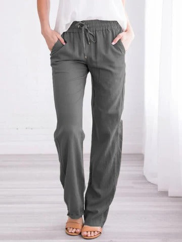 Women's lightweight summer trousers in relaxed fit, breathable fabric for effortless warm-weather styling