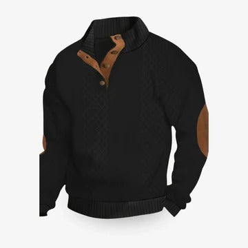 Men's luxury diamond-knit sweater in warm tones, modern slim silhouette with refined texture for cold weather