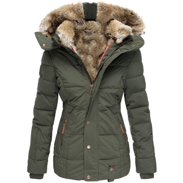 Women's waterproof fleece coat, streamlined silhouette with secure front zipper, water-repellent winter outerwear