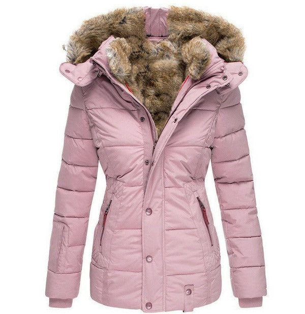 Women's waterproof fleece coat, streamlined silhouette with secure front zipper closure