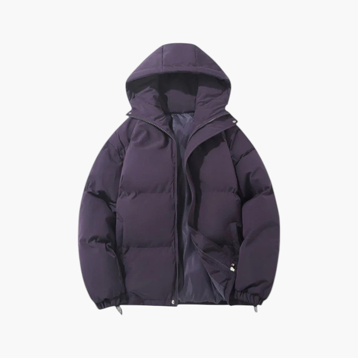 Men's beige quilted puffer jacket lightweight zip-up hooded insulated winter outerwear by Wavlynn