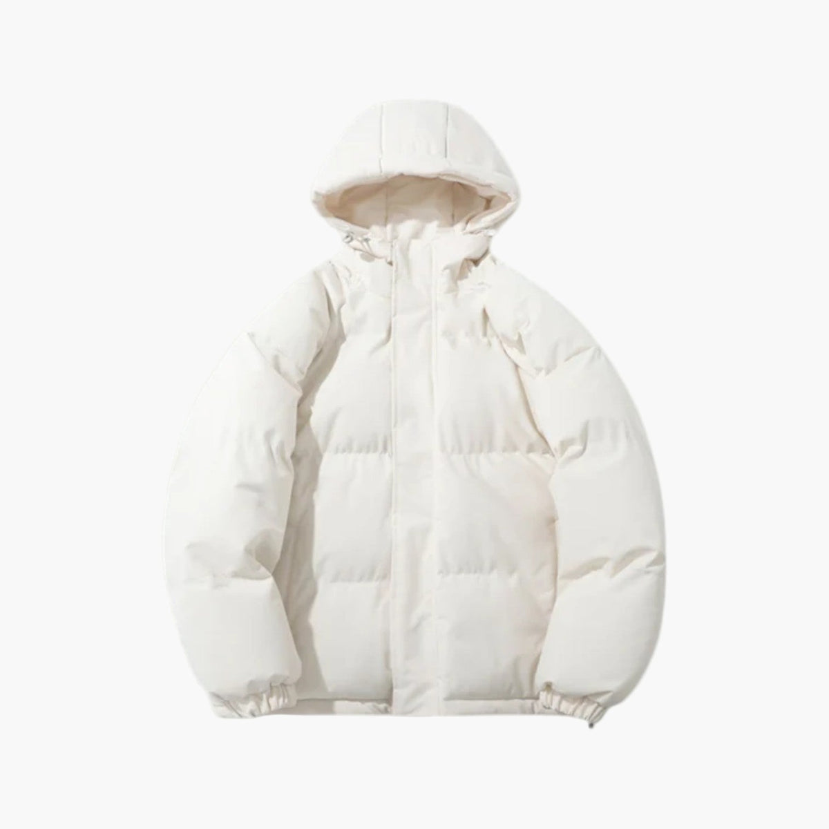 Men's beige quilted zip-up puffer jacket lightweight hooded insulated winter coat by Wavlynn