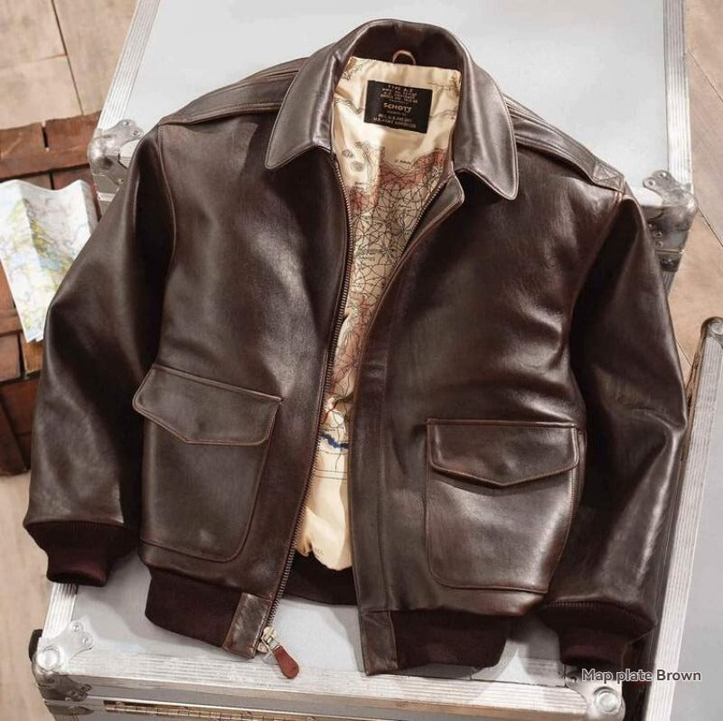 Men's Aviator A2 Vintage Brown Leather Bomber Jacket