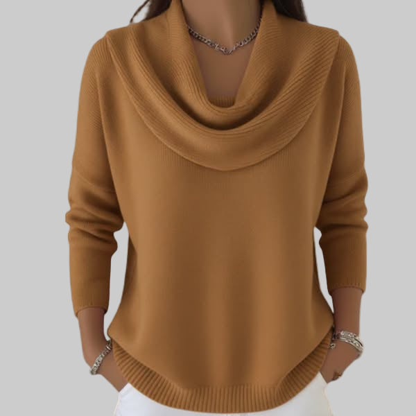 Elegant cream knit sweater with flattering silhouette and soft breathable everyday design