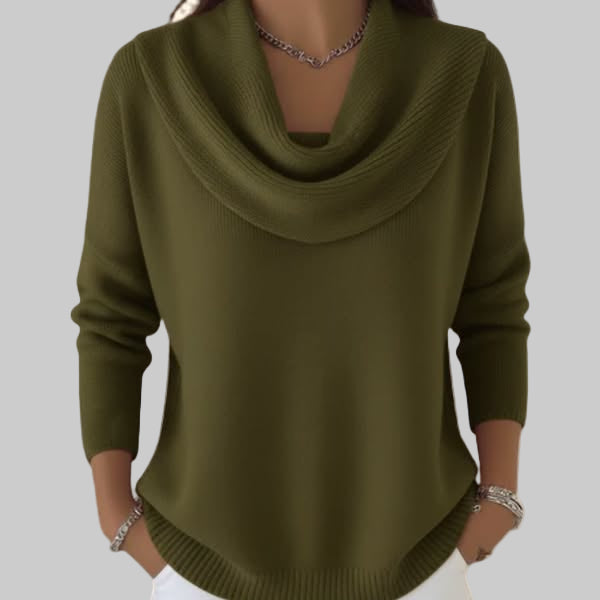 Elegant cream knit sweater with flattering silhouette and soft breathable fabric for everyday sophistication