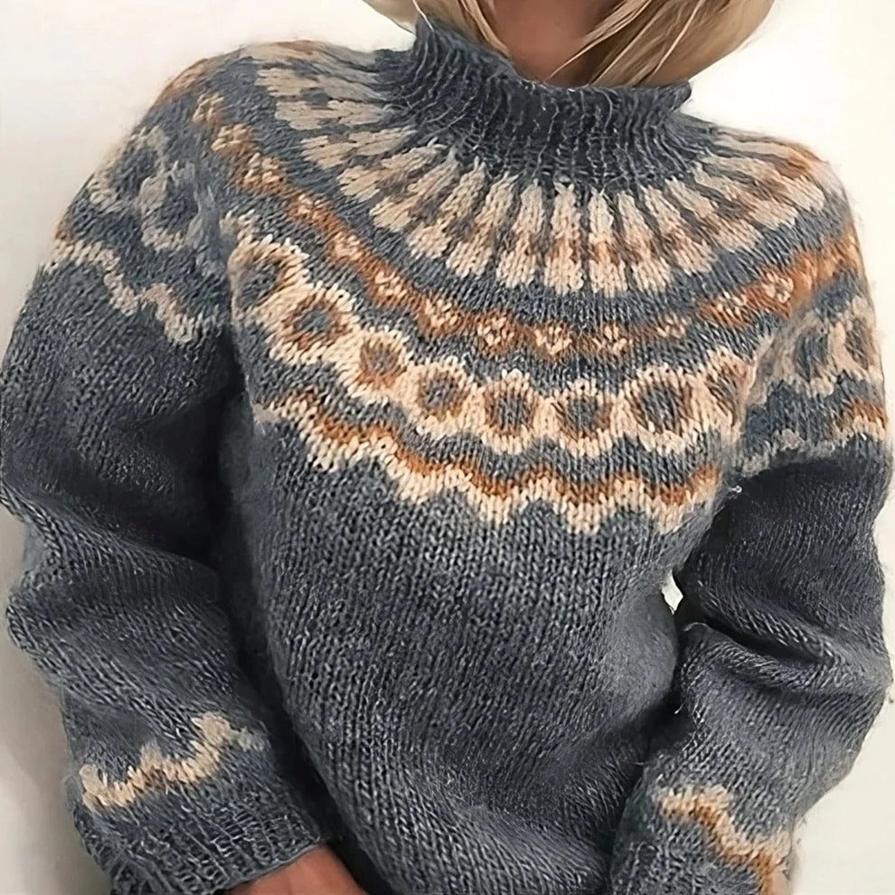 Cream Icelandic wool turtleneck sweater, classic winter knit with natural insulation