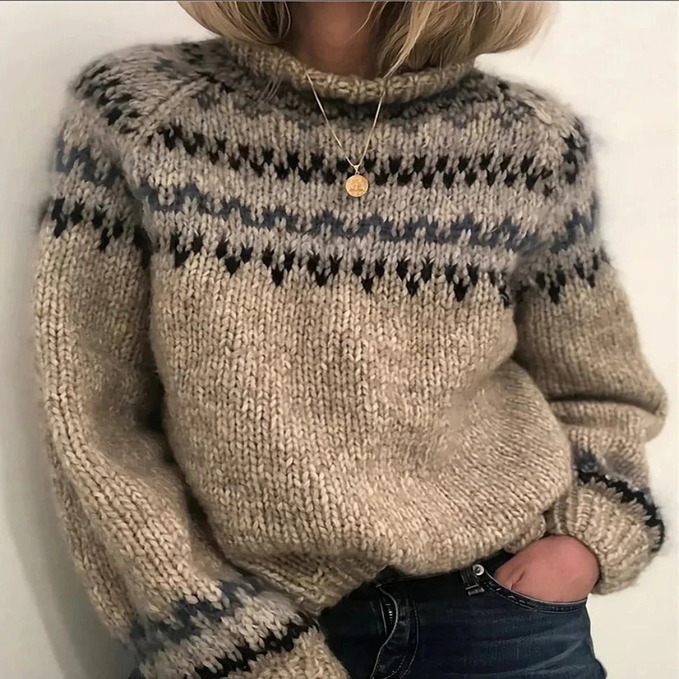 Cream Icelandic wool turtleneck sweater, classic winter knit with natural breathable insulation