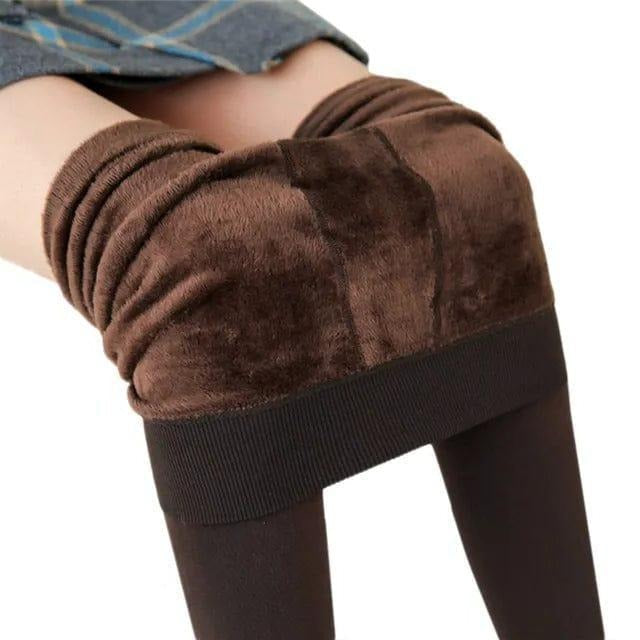 Black fleece-lined women's leggings in stretchy slim fit with cashmere-blend warmth for cold weather