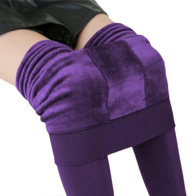 Women's black fleece-lined leggings stretchy cold weather thermal winter bottoms with cozy interior
