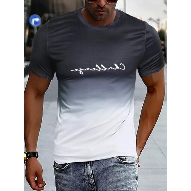 Men's black to red ombre gradient t-shirt regular fit short sleeve casual everyday tee