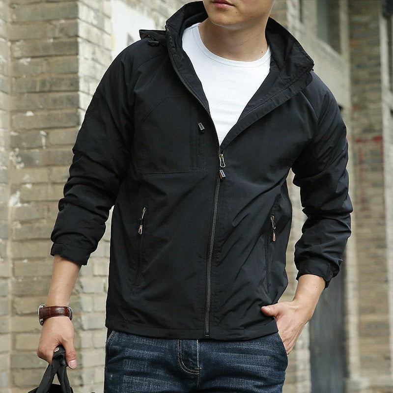 Men's lightweight transitional jacket slim fit breathable low-bulk layer for all-season wear