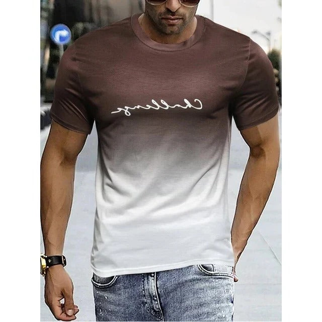 Men's black to red ombre gradient short sleeve t-shirt with regular fit casual everyday style