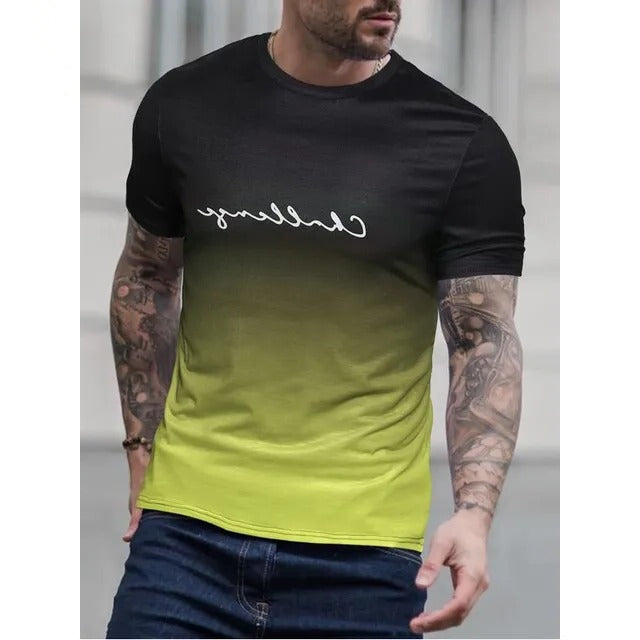 Men's black to red ombre gradient t-shirt regular fit short sleeve casual everyday tee