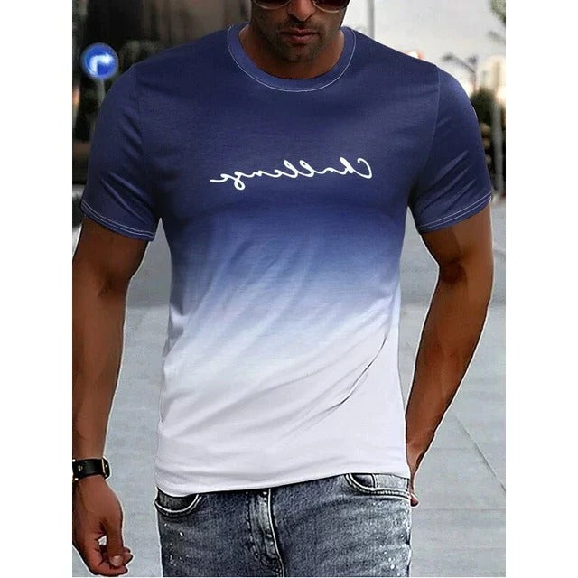 Men's black to red ombre gradient short sleeve t-shirt with regular fit casual everyday style