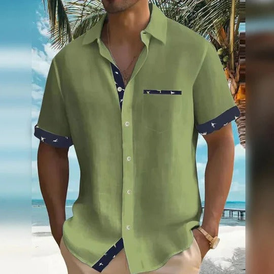 Grey Wavlynn men's short sleeve tailored fit shirt with structured cut for casual and dress wear