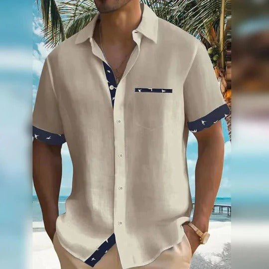 Grey Wavlynn men's short sleeve tailored fit shirt with structured cut for casual and dress wear