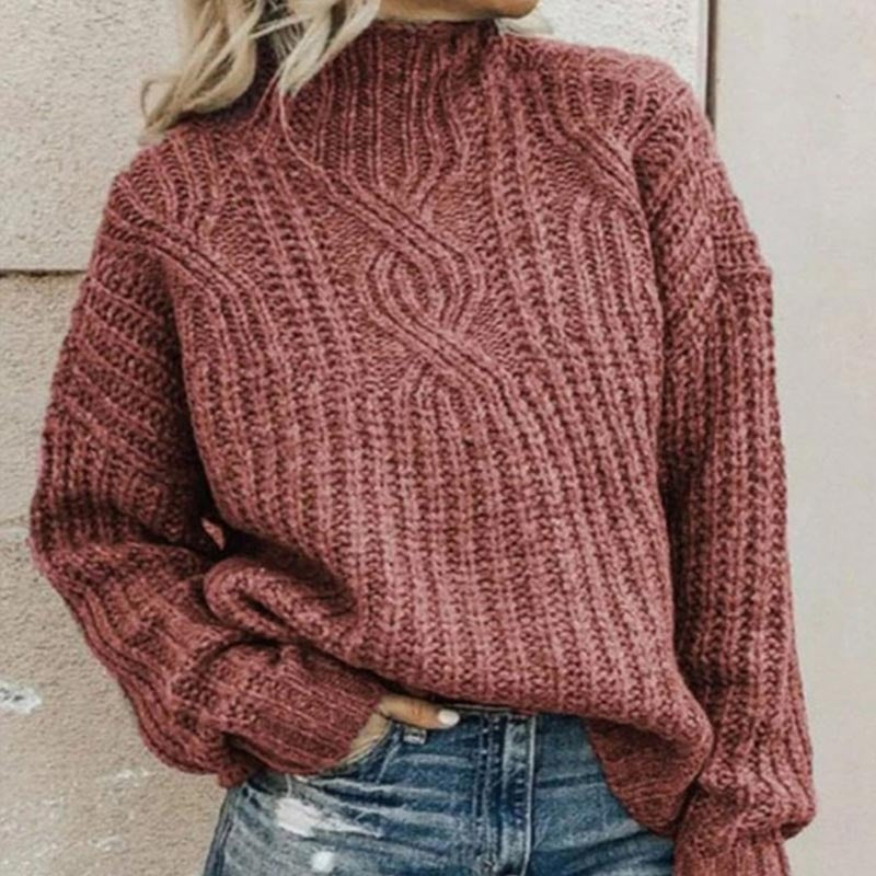 Women's elegant solid knit sweater relaxed silhouette cozy all-day comfort versatile styling