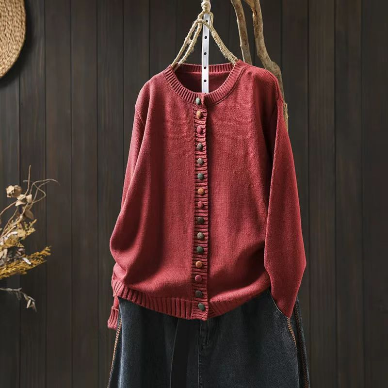 Gretchen relaxed-fit cardigan with decorative button accents, elegant feminine style for casual wear