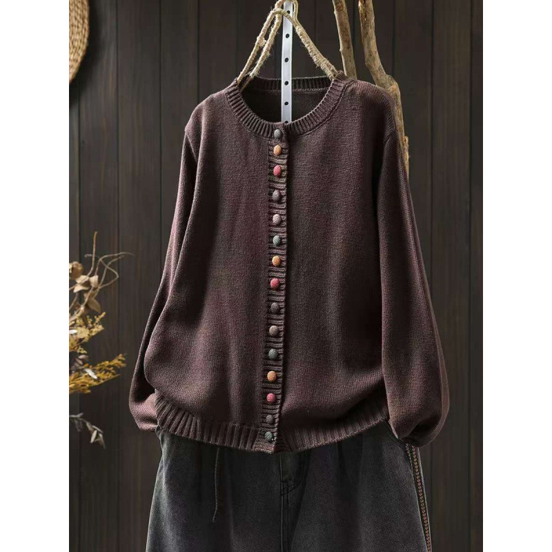Gretchen relaxed-fit cardigan with decorative button accents, timeless elegant layering piece
