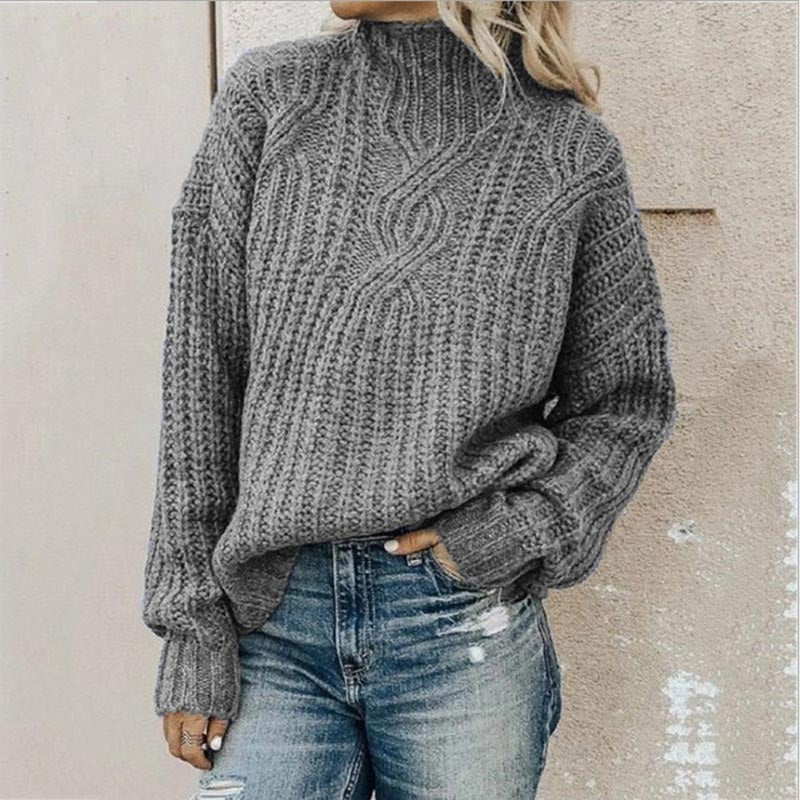 Women's elegant solid knit sweater relaxed fit cozy all-day comfort versatile work casual style